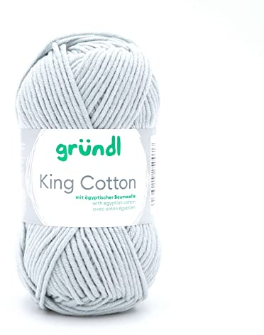Gründl King Cotton 1 x 50 g, Hellgrau | weiches und voluminöses Strick- und Häkelgarn aus 55 % Polyacryl & 45 % Baumwolle 50 g / 78 m, Nadelstärke: 6 - 7, 50 g