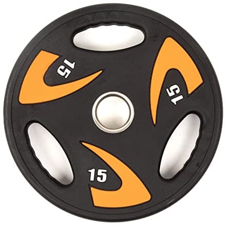 Phoenix Fitness Olympic Weight Plate - Rubber Coated Tri Grip Radial Plate for Weight & Strength Training - Great for Barbell & Dumbbell Bars - Ideal for Home, Gym & Studio - Sold as Singles, 15kg