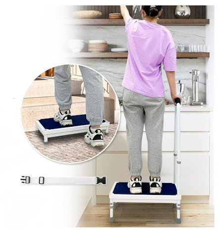 Marchepied avec poignée pour personnes âgées – Marchepied d'aide au chevet pour lits hauts, prévention des chutes pour personnes âgées, plateforme large antidérapante pour tabouret médical, baignoire,