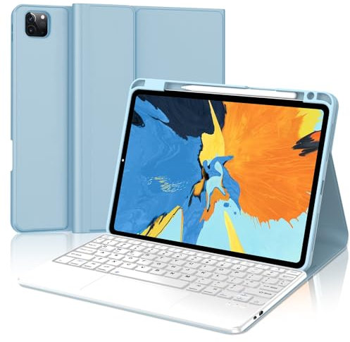 SENGBIRCH Keyboard Case for iPad Air 5 / Air 4 10.9 inch/iPad Pro 11 with Trackpad - Bluetooth Keyboard Detachable Wireless Keyboard with Touch Pad, Blue