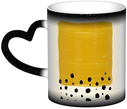 Tasse en céramique jaune moutarde et noir, tasse à couleur changeante sensible à la chaleur dans le ciel, tasses à café, tasse en céramique 330 ml