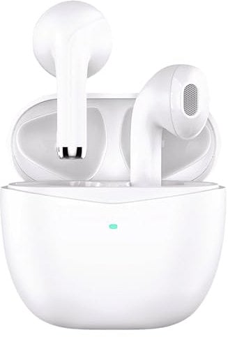 WATCHEM Wireless Earbuds TWS Earphones, 5.0 Bluetooth in-ear headphones, IPX5 Waterproof, TWS Bluetooth Earphones, Fast Charging Case, AI supported (White)