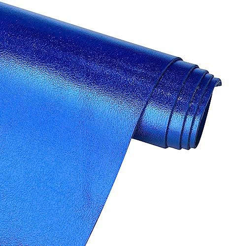 ONEART | Metallic Weiches Faux Leder Stoff, Lammfell Synthetik Kunstleder für Handtasche Haarschleifen Basteln, 32×135 cm-Marineblau