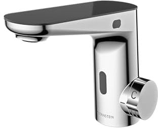 Bernstein Waschtischarmatur 3002S – Dual-Sensor-Technologie, LED-Temperaturanzeige, Strahlregler, Chrom, Batteriebetrieb & Strombetrieb, Hygienisch, Spritzfrei, Wasserhahn, Badarmatur