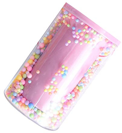 Lurrose Creative Acrylic Pen Pot Bead Design Multi-Function Pink Desk Organiser for Students