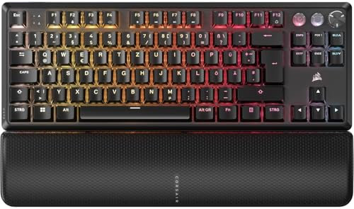 CORSAIR K70 PRO TKL RGB Mechanische Kabelgebundene Gaming-Tastatur – Geschmierte Hall-Effekt MGX Hyperdrive Einstellbare Schalter, Gleichzeitiger SOCD und Rapid Trigger, 8000Hz, QWERTZ – Schwarz