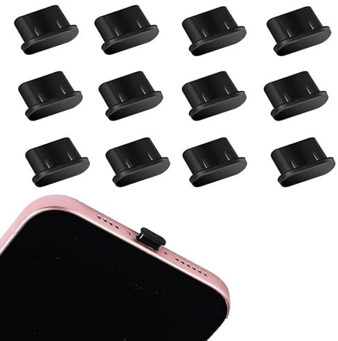 YUGUOLAN 12 Stück USB C Staubschutz, USB C Schutzkappe, Ladebuchse Schutz, USB C Abdeckung, USB C Staubschutz Stöpsel, Für iPhone 15, iPhone 16 Pro Max, Neu iPad, AirPods, Samsung, Xiaomi (Schwarz)