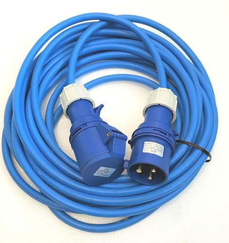 JCE 16AMP HEAVY DUTY Arctic Blue Extension Lead Hook Up 4mm 3 Pin 240V (40M)
