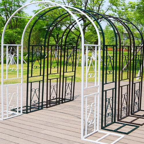 Großer Rosenbogen aus Metall für Kletterpflanzen, Schwarz/Weiß/Grün/Braun, Laub, Pergola, verstellbar, 140 cm x 340 cm Höhe, stabiles 20 mm Vierkantrohr-Design (Weiß B 220 x H 230 cm)