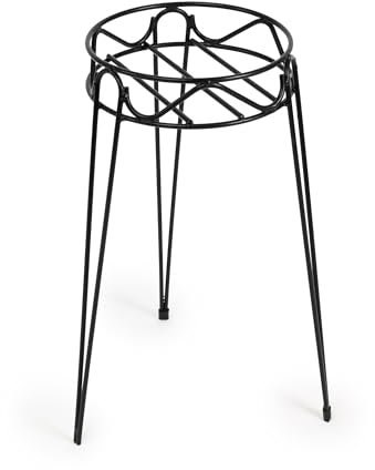BESCH Portamacetas para Plantas Redondos con Pie de Metal Negro 24x35x53cm Estilo Vintage - Soporte para Macertas Estructura Resistente hasta 15 KG Uso Interior y Exterior