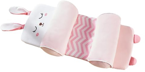 Newborn Baby head shaping pillow With Natural Buckwheat Fill Orthopedic Infant For 0 6 Months Breathable Cover & Ergonomic Cute Animal Design, Comfort Support Cushion for Home Use (B, One Size)