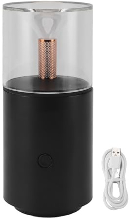 Fdit Car Diffuser Humidifier, Aromatherapy Essential Oil Diffuser Portable Mini Humidifier USB Candlelight Diffuse for Car Home Office (Black)