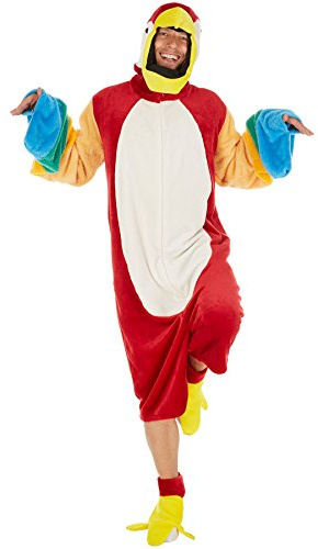dressforfun tectake Kostüm Papagei für Sie und Ihn | Aus kuscheligem Plüschstoff | Vorne hat es einen praktischem Reißverschluss | inkl. Stulpen mit Klettverschluss (L | Nr. 300876)