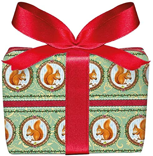 5er Set Eichhörnchen GRÜN Weihnachts Geschenkpapier Bögen Weihnachten, Adventszeit, Weihnachtspapier für Geschenke, Adventskalender, PEFC zertifiziertes Papier, 50 x 70 cm