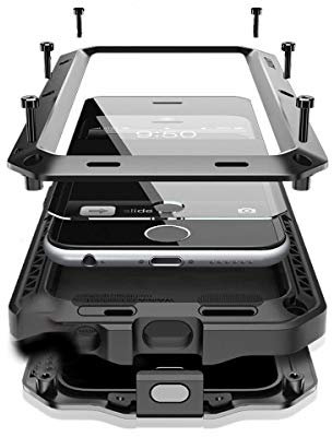 Marrkey for iPhone 8 Plus Case, 360 Full Body Protective Cover Heavy Duty Shockproof Tough Armour Aluminum Metal Case with Built-in Screen Protector for iPhone 7 Plus/8 Plus - Black