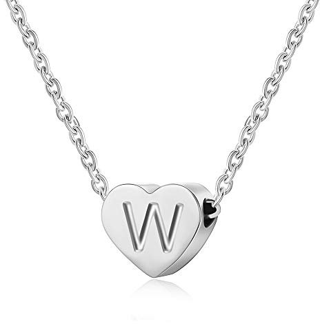 AFSTALR Kette mit Buchstabe W Silber Kette Damen Herz Initialschmuck für Frauen Thanksgiving Weihnachten Schmuck Geschenk