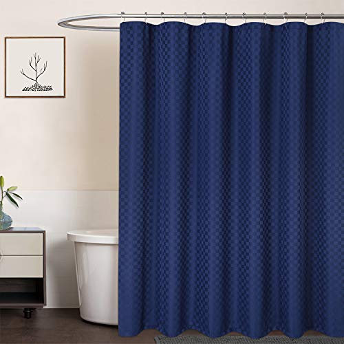 LinTimes Duschvorhang Blau, Hotel Luxury 190 GSM Thick Polyester Duschvorhang Shower Curtain, Dunkelblau, 180x180 cm (Verpackung MEHRWEG)