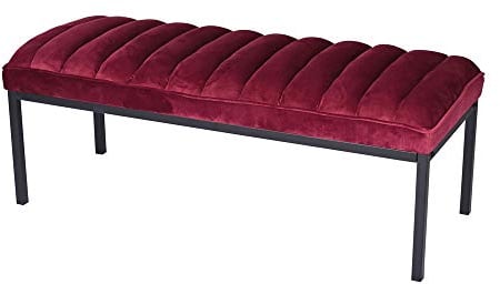 Rote Samt Sitzbank im French Boudoir Stil – Polsterbank, Betthocker und Ottomane mit nostalgischem Charme skr014 Palazzo Exklusiv