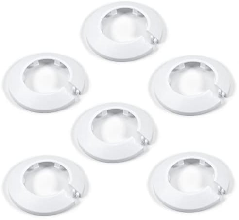 MroMax 50mm Pipe Cover, White Pipe Collar Flange Pipe Hole Collars for Radiator, Wall Pipe Tube Decoration 6pcs