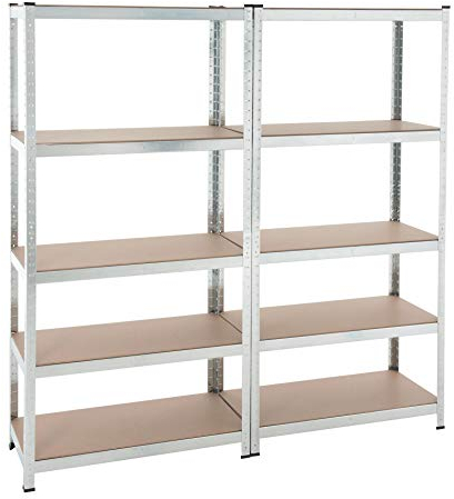 ESTEXO Steckregal Lagerregal 21 Modelle wählbar Schwerlastregal Regal Kellerregal Werkstattregal Werkbank Garagenregal (Verzinkt / 2x 180x90x40cm / 1500kg)