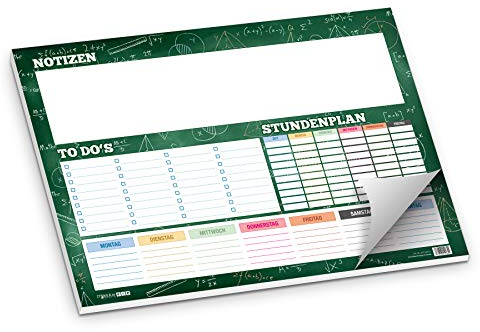 itenga Schreibtischunterlage Formeln für Kinder Schüler I 50 Blatt DIN A3 I ideal für Büro oder Schule I mit Stundenplan und Tagesplaner