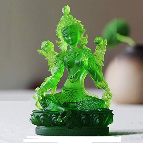 DHTOMC Glasgrüne Tara Buddha Statue,Luxus Wohnaccessoires,Fromme Skulptur,12.6cm*7cm*4.5cm