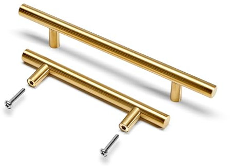 MH QUALITY Möbelgriffe Edelstahl Schrank Schublade Stangengriff Küchenschrank Kleiderschrank (Bohrlochabstand 96 mm, Gold)