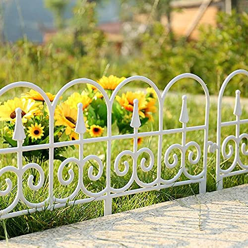 Atroy Lot de 5 clôtures de jardin en plastique blanc – Bordure de pelouse pour parterres de fleurs – Panneaux décoratifs pour allée de paysage – Longueur totale : 295 cm – Léger et facile à installer