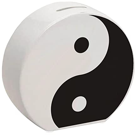 speecheese Tirelire en céramique avec motif Yin et Yang – Philosophie chinoise – Idée cadeau pour les épargnants et les passionnés de la culture asiatique – Noir/blanc – 13 x 14 x 14 cm