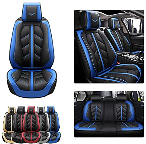 Maibuli Sitzbezüge Set für Kia Sportage Sorento Ceed Picanto XCeed Rio Proceed PU Leder Sitzauflage 5-Sitze Schonbezüge Zubehör Innenraum Sport Blau(Standard-Sitzbezug)