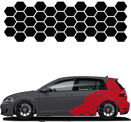 1A Style Sticker Auto Waben Aufkleber Autodekor KFZ Seitenaufkleber Camper Wohnwagen Premiumfolie (Matt-Rot)