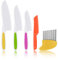 AKlamater 5PCS Kitchen Safety Knives for Kids, Children's Cooking Knives in 4 Sizes, Plastic Cutting Board Grip Serrated Edges for Vegetables Fruits Salad Cake (Orange)