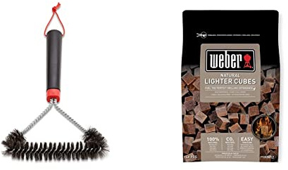 Brosse inox triangulaire, 30 cm & Cubes Allume-Feux , Brun, Lot de 48