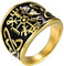 JewelryWe Schmuck Herren-Ring Edelstahl Vintage Wikinger Rune Kompass Vegvisir Ringe mit Keltischen Knoten Männer Bandringe Gravur, Gold Größe 73