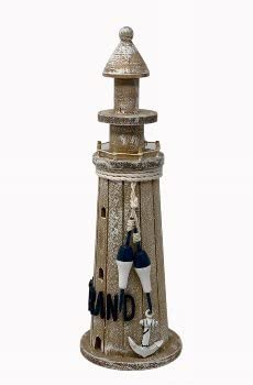 osters muschel-sammler-shop maritime Holz-Dekoration in braunem Shabby Look ┼ auch als Solo Dekoration geeignet ┼ hochwertige Verarbeitung (Holz Leuchtturm 3D 40cm)