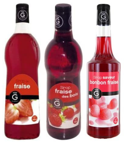 Lot sirops à la fraise Rioba - Fraise 1L, Fraise des bois 70cL, Bonbon fraise 70cL
