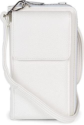 styleBREAKER Damen Mini Bag Geldbörse mit RFID Schutz und Handyfach | Crossbody Umhängetasche mit Schultergurt | Portemonnaie und Handytasche in einem | 19 x 11 x 5,5 cm, Farbe:Weiß