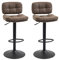 HOMCOM Lot de 2 tabourets de Bar Vintage capitonné - pivotant, réglable - Repose-Pied - revêtement synthétique Marron Effet Vieilli