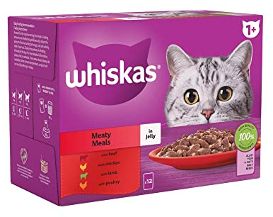 WHISKAS 1+ Cat Pouches Tasty Mix Catch Of The Day in Gravy 12x85g