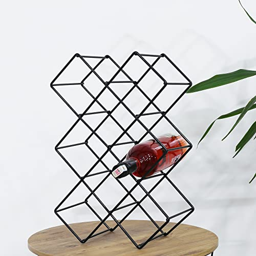 [en.casa] Weinregal Apremont Flaschenregal für 8 Flaschen Schwarz Weinflaschenhalter Metall Tischregal Weinständer Weinhalter