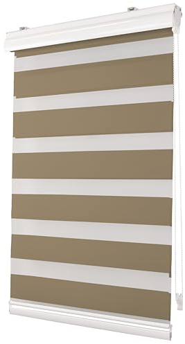 Deco4Me Premium Klemmfix Doppelrollo mit Kassette (Taupe, 100 x 150 cm) - lichtdurchlässig & Blickdicht - Duo Vario Rollo für Fenster ohne Bohren (Stoffbreite 96 cm)