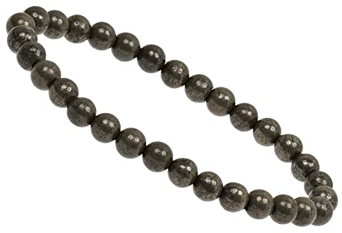 ELEDORO Stretch Armband aus echten Edelstein-Perlen (6mm) – Perlenarmband für stilvolle Eleganz (Pyrit)