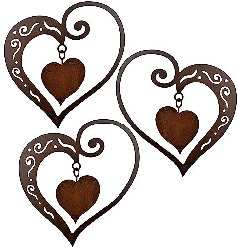 Rostikal Herz 3er-Set - Herzensgeschenk aus Metall mit Seele für Paare zum Valentinstag, Jahrestag & besondere Momente Gartenzauber & Heimdekoration