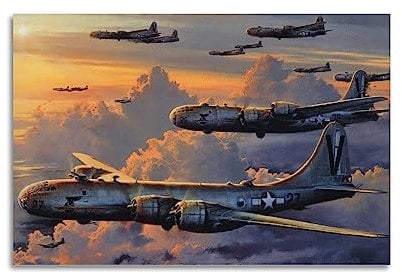 YBHF Bomber-Poster für B 29 Superfortress Poster, Wandkunstdruck, Retro, ästhetische Raumdekoration, Malerei, Leinwand, Poster für Zuhause und Büro, Dekorationen, 20 x 30 cm, ohne Rahmen