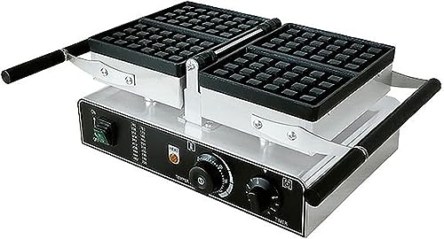 Gaufrier 1600W, gaufrier commercial avec plaques antiadhésives, machine à boulanger à double rotation en acier inoxydable, température 50-300 ℃ et temps réglable 0-5 min, for restaurants, snack-bars