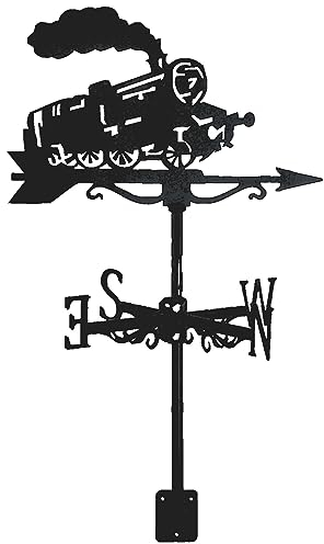 UZSPAC Wetterhahn für Garten Metall Eisen Material Dampfzug Form Wetterfahnen Yard Farm Garage Dekor Tool zur Windrichtung Erkennen Schwarz