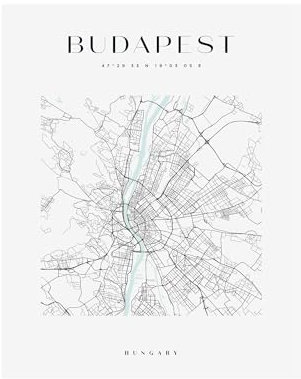 GP TONER Bilder Budapest Poster Geometrische Stil Wanddekoration Moderne Wandkunst Poster Design 50x70 cm ohne Rahmen