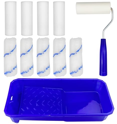 Ceisazira 10 pezzis rullo per pittura professionale, rulli per imbiancare pareti con manico, pitturare casa con Vassoio per lavori di verniciatura, parete, superfici piatte, camera familiare