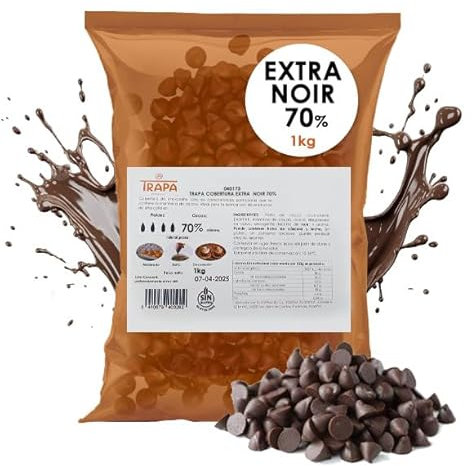 Cobertura Chocolate Negra - Extra Noir 70% Trapa - Bolsa Kilo - Gotas Chocolate Negro 70%