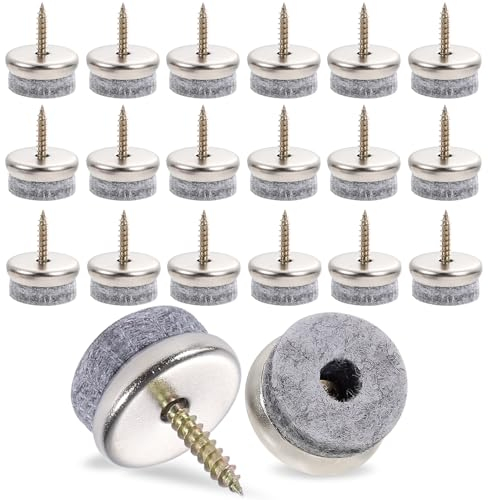 100 feltrini con viti, 24 mm, feltrini per mobili, sedie, pavimenti in laminato, parquet, piastrelle (grigio)